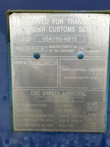 1225925-3 Container 20 fot med innehåll -2015