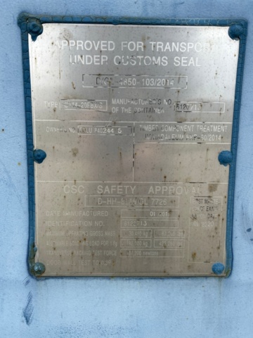 1225927-5 Container 20 fot med innehåll -2015