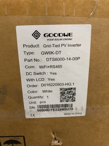 1325852-7 Inverter Goodwe GW6K-DT SDT G2 series