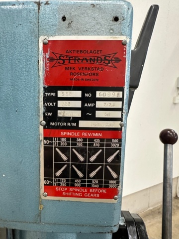 1324803-2 Pelarborrmaskin Strands S68 m. koordinatbord