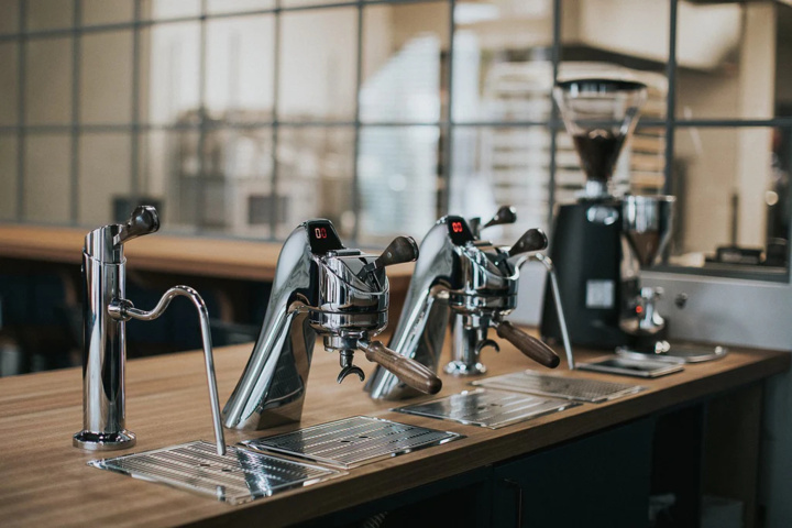 1249405-2 Espresso machine with steam wand and hot water unit - La Marzocco Modbar with Marco Ecosmart UC4