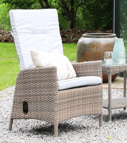 Ninjas adjustable position armchair in synthetic rattan with cushion ...