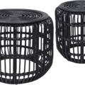 1327461-2 Edsta coffee table set Ø60/45 cm - Rattan/black