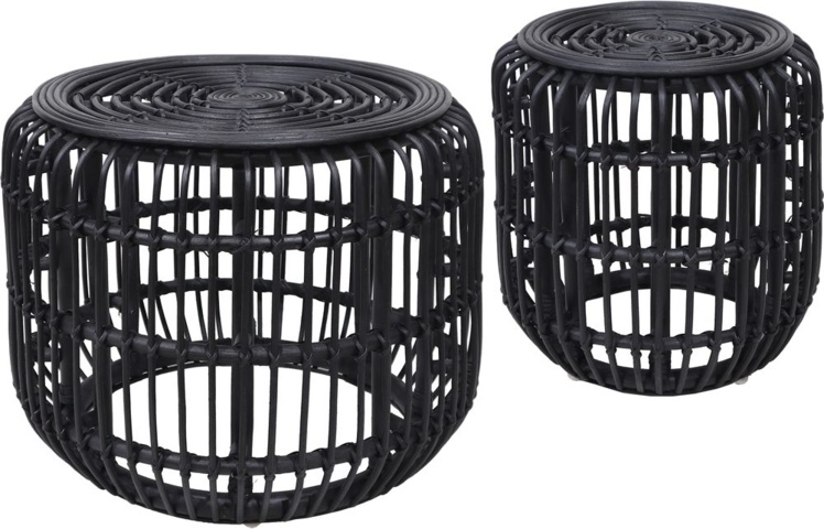 1327461-2 Edsta coffee table set Ø60/45 cm - Rattan/black