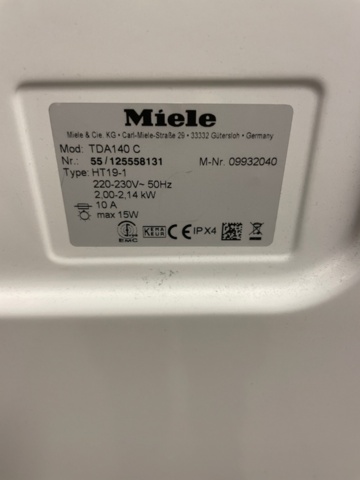 1323188-10 Washing column, Miele (2018)
