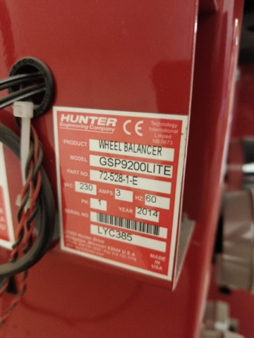 1289422-15 Balancing machine Hunter GSP9200 Lite -2014