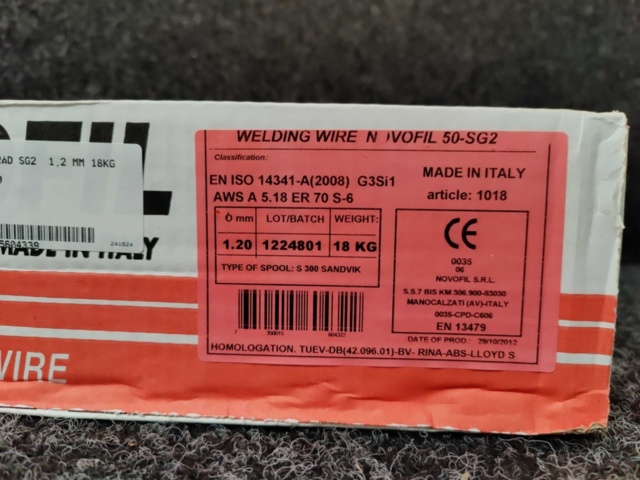 1329875-2 Welding wire Novofil Golf SG2 1.2mm 18Kg