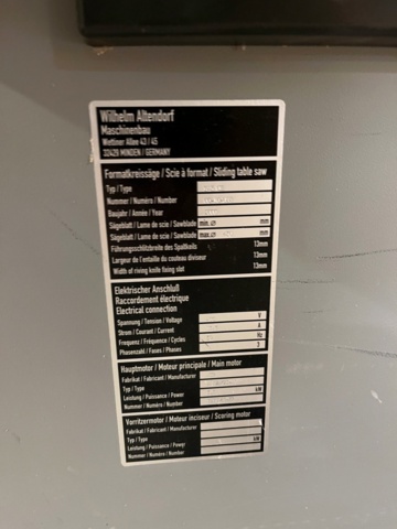 1303487-17 Skivsåg med tillbehör - Altendorf F45 CE -2000