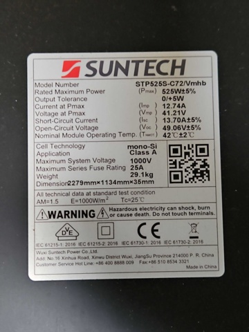 1329804-3 Solar panels 13pcs in mixed models 300W/525W - Longi/Suntech