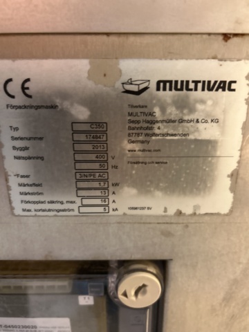 1290004-8 Vakuummaskin C350 – Multivac (2013)