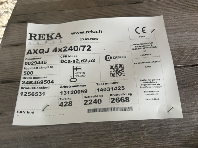 1268114-4 Kraftkabel 500m - Reka AXQJ 4x240/72