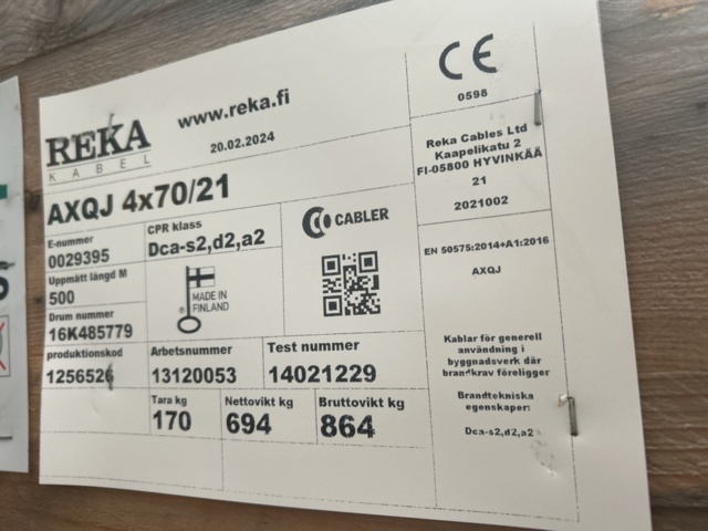 1268119-8 Kabelrullar 2st 500m/st - Reka AXQJ 4x70/21