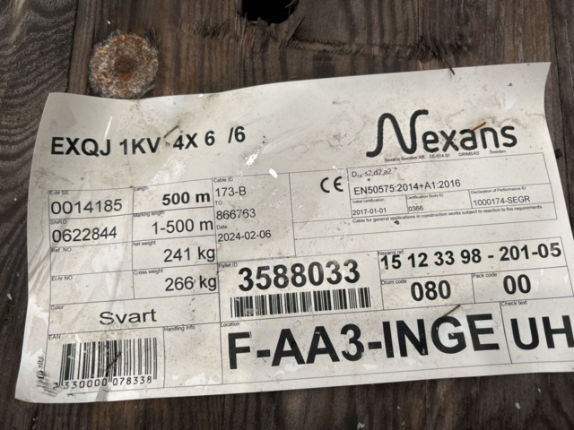 1268122-2 Kabelrulle 500m - Nexans EXQJ 4X6/6