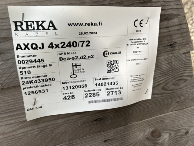 1268127-2 Kabelrulle 500m - Reka Kabel AXQJ 4x240/72