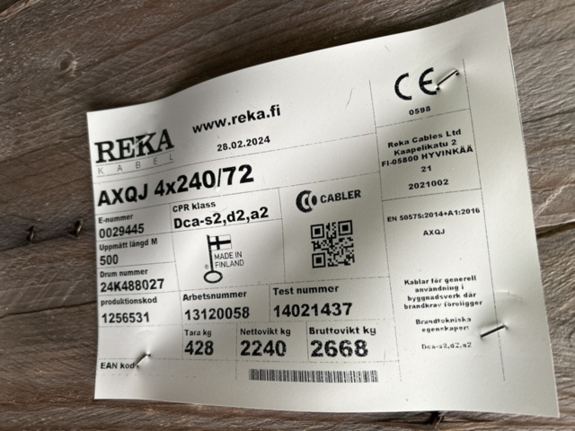 1268129-3 Kabelrulle 500m - Reka Kabel AXQJ 4x240/72