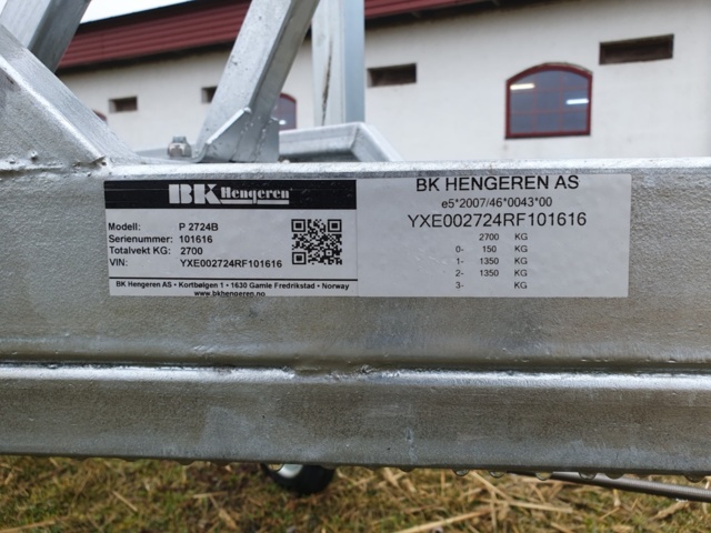 1339076-7 Boat trailer P 2724B BK HENGEREN - HCD94E