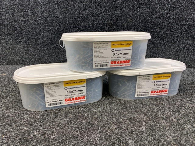 1339121-1 3 pcs Packs Decking Screw 5x75mm, Grabber