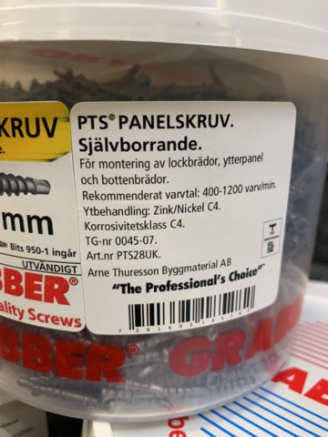 1339273-3 3 pcs Packs panel screw 4x28mm, Grabber