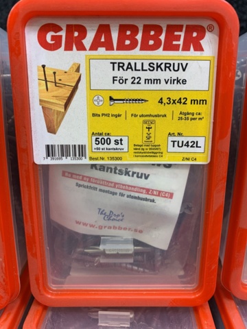 1339290-2 6 pcs Packs Decking screw 4.3x42mm, Grabber