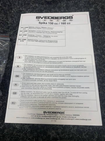 1336734-5 Bathtub mixer Svedbergs Spika, Chrome