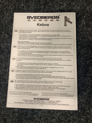 1337164-7 Tvättställsblandare Svedbergs Kebne, Svart