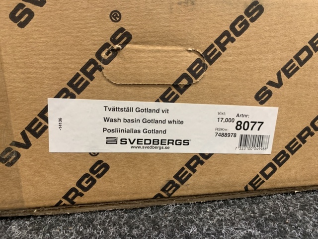 1337222-5 Fristående tvättställ Svedbergs Gotland 8077, vit