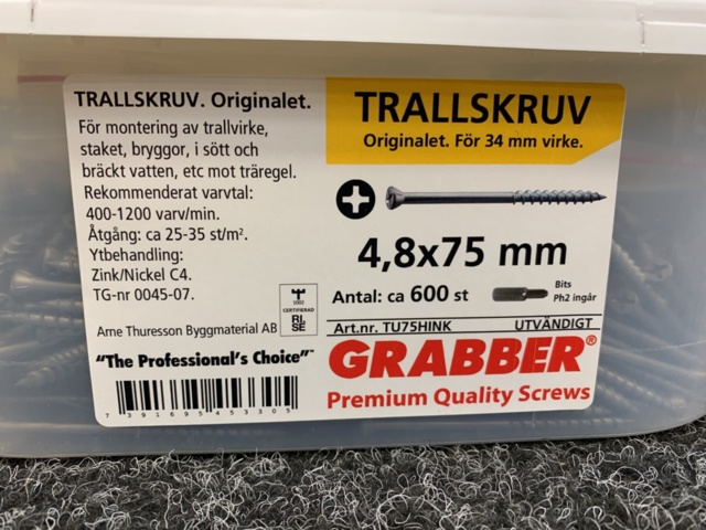 1339312-2 2 pcs Packages Decking screw 4.8x75mm, Grabber