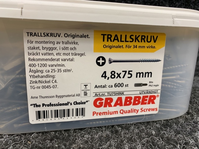 1339312-3 2 pcs Packages Decking screw 4.8x75mm, Grabber