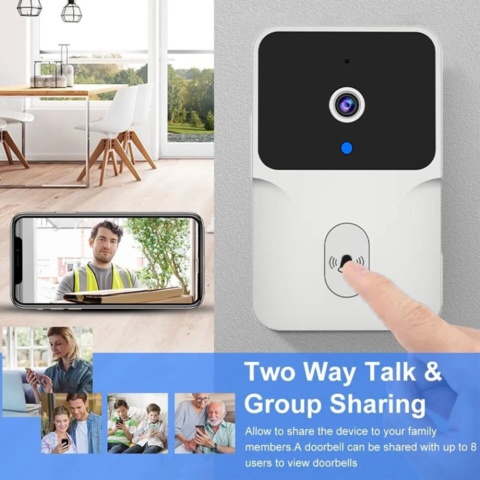 1339804-5 Video doorbell, 2 pcs, wireless with long battery life and cloud storage