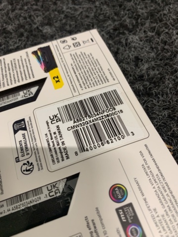 1338591-3 Ram memory Corsair Vengeance RGB PRO DDR4 3600MHz 32GB