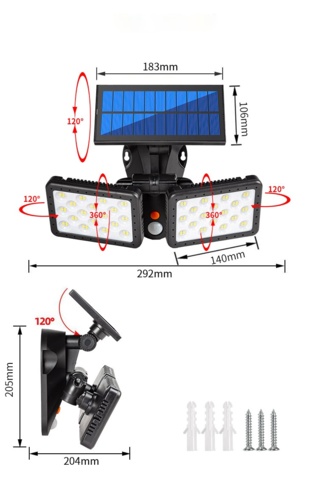 1341398-4 Lighting, dual headlights, solar cell charging and movement tendons - Shipping included