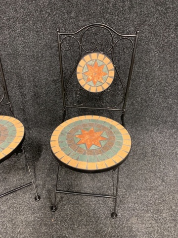 1341616-2 2 pcs Garden chairs metal/mosaic