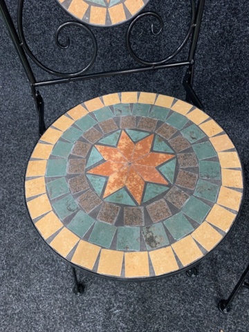 1341616-4 2 pcs Garden chairs metal/mosaic