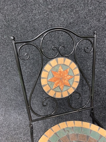 1341616-5 2 pcs Garden chairs metal/mosaic