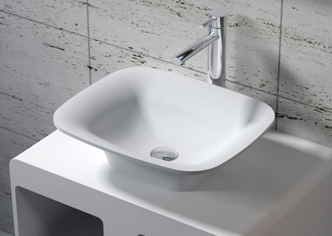 1342136-1 Washbasin Rectangular Polystone White Matt, V33-MATT 48x40x13.5cm