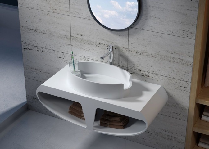 1342144-1 Wall-mounted Polystone Washbasin base, matt white finish K51-MATT 110X48X35cm