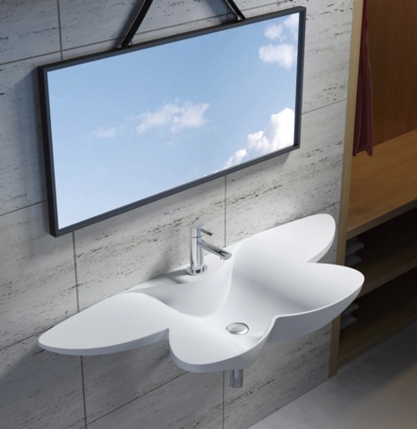 1342152-1 Wall-mounted Basin Polystone Butterfly Style, matt white finish K35L-MATT 135X52.8X16.5cm