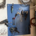 1333918-3 Sheet metal cabinet, tool board, various tools and wiring