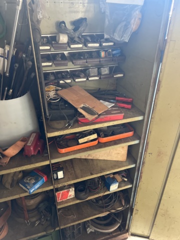 1333918-5 Sheet metal cabinet, tool board, various tools and wiring