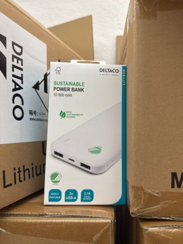 1341840-2 Powerbanks – Deltaco 10,000 mAh, approx. 320 pcs (16 boxes)