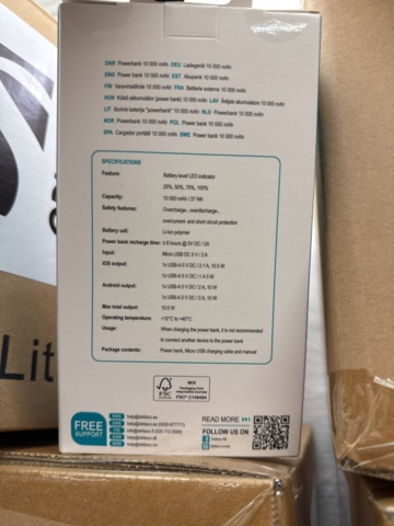 1341840-3 Powerbanks – Deltaco 10,000 mAh, approx. 320 pcs (16 boxes)