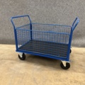 1342437-2 Platform trolley TRANSFER 4 mesh sides, 1200x800 mm, 500 kg, solid rubber wheels, with brake