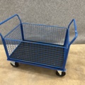 1342437-3 Platform trolley TRANSFER 4 mesh sides, 1200x800 mm, 500 kg, solid rubber wheels, with brake