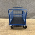 1342437-4 Platform trolley TRANSFER 4 mesh sides, 1200x800 mm, 500 kg, solid rubber wheels, with brake