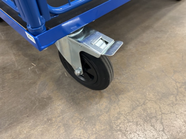 1342437-7 Platform trolley TRANSFER 4 mesh sides, 1200x800 mm, 500 kg, solid rubber wheels, with brake