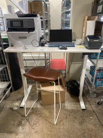 1316807-1 Desk, label printer, shelf trolleys. No content