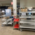 1316807-5 Desk, label printer, shelf trolleys. No content
