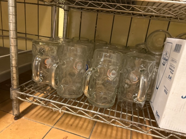 1315889-4 Warehouse shelves with contents, trolley, stainless steel bench, glass