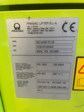 1315912-4 Walking stacker Pramac GX 12 Plus