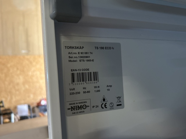 1317183-5 Drying cabinet - Cylinda TS190 Eco